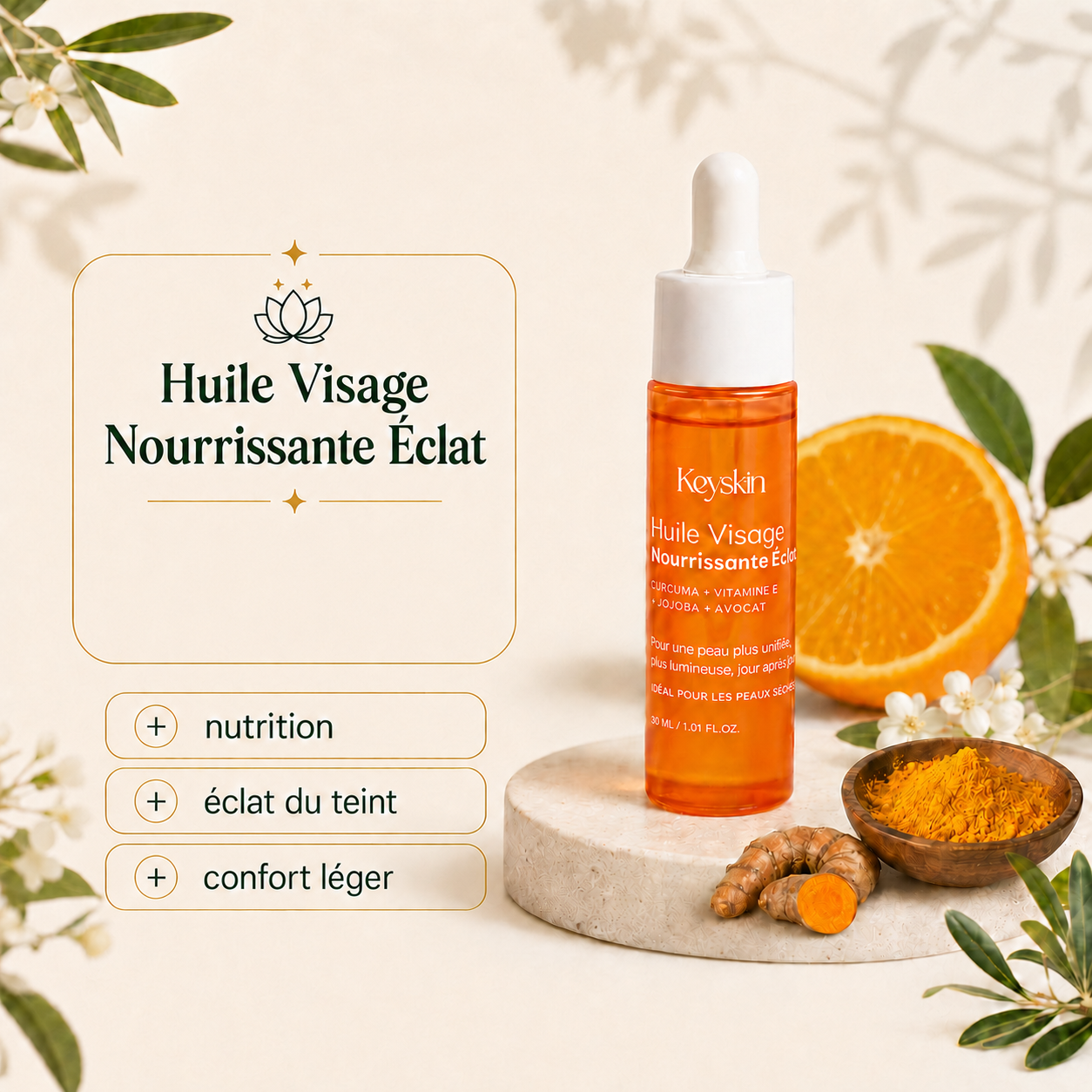 Huile visage au Curcuma